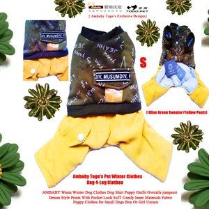 Ambaby Small Winter Warm Dog Jumpsuit Jacket Puppy Overalls Pet Clothes Sweater